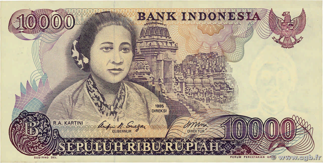 10000 Rupiah INDONÉSIE  1985 P.126a TTB