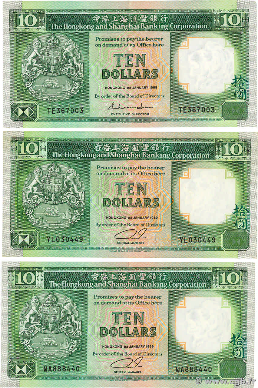 10 Dollars Lot HONG KONG  1989 P.191c SUP