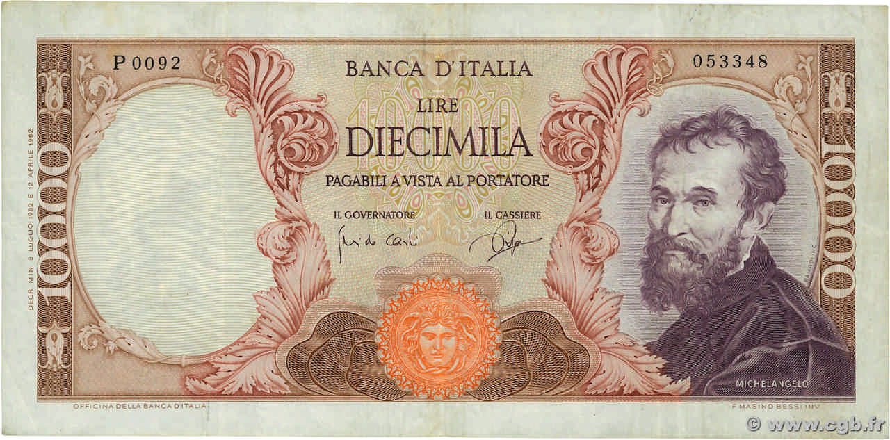 10000 Lire ITALIE  1962 P.097a TB+