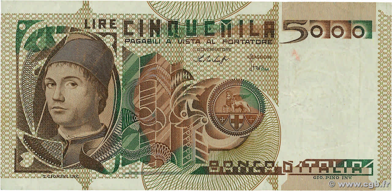 5000 Lire ITALIA  1979 P.105a BC+