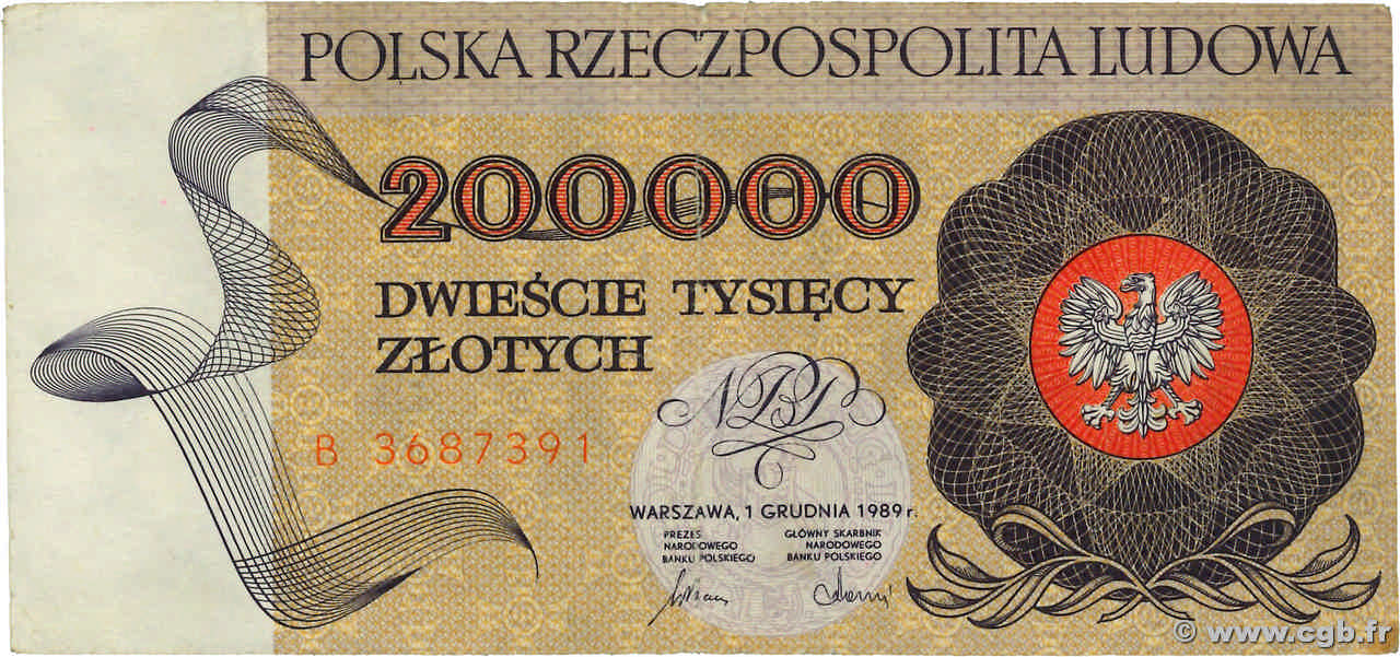 200000 Zlotych POLOGNE  1989 P.155a TB