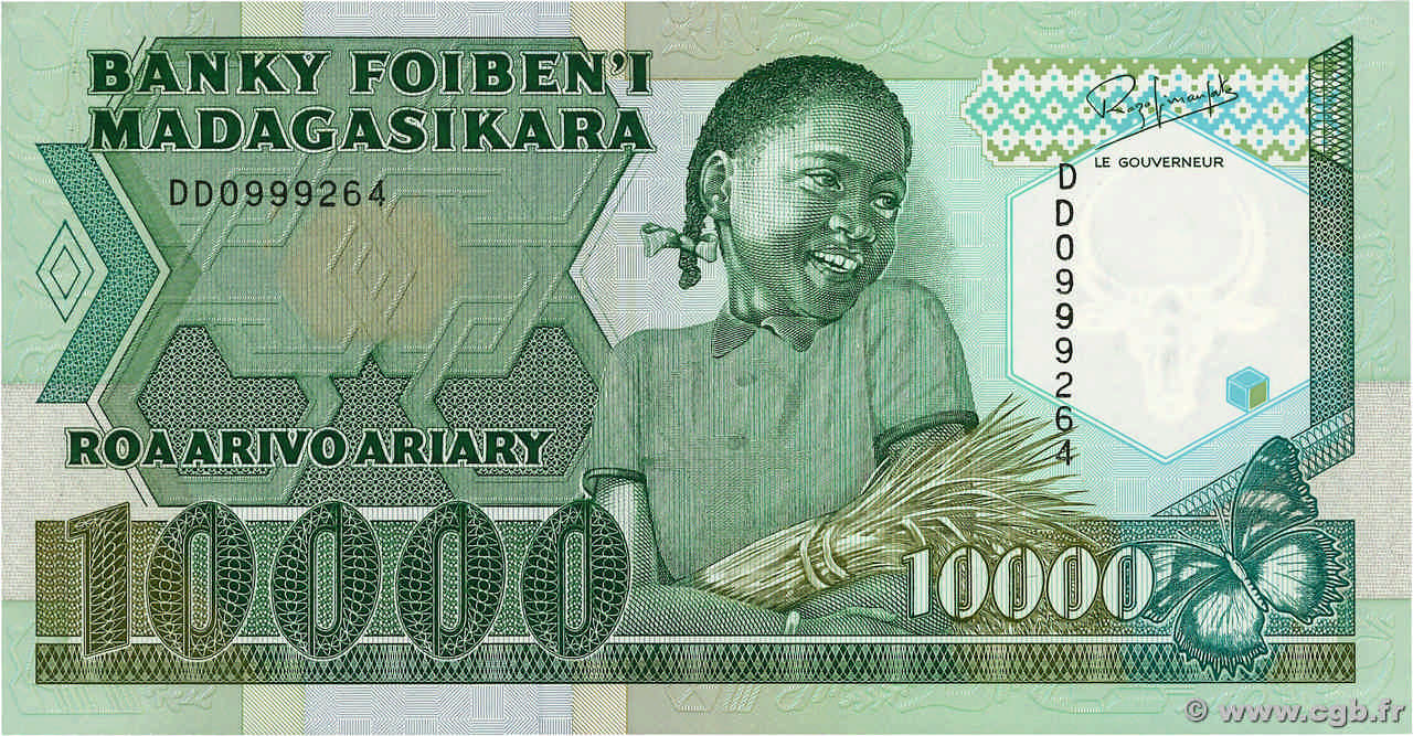 10000 Francs - 2000 Ariary MADAGASCAR  1988 P.074b NEUF