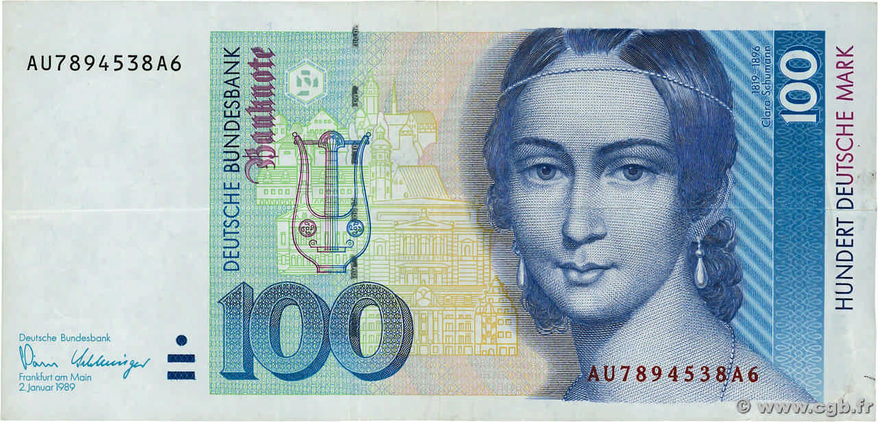 100 Deutsche Mark GERMAN FEDERAL REPUBLIC  1989 P.41a VF