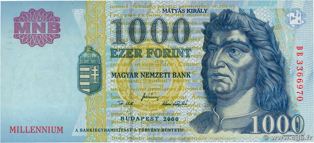 1000 Forint Commémoratif HONGRIE  2000 P.185a NEUF