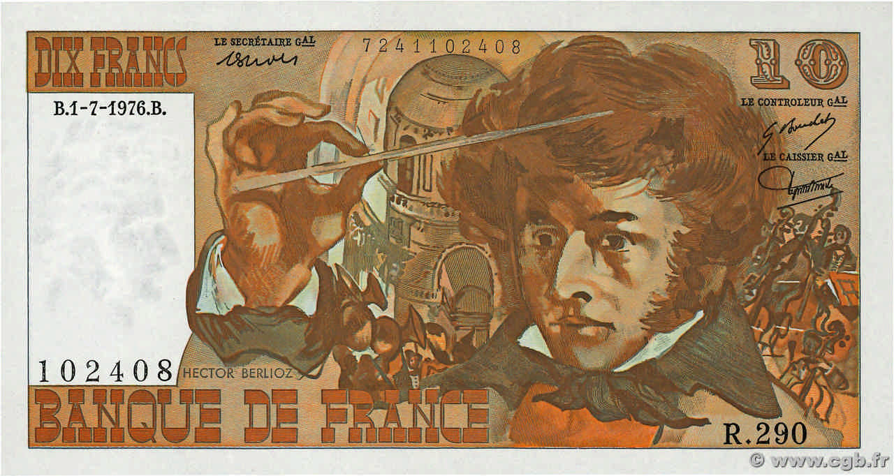 10 Francs BERLIOZ FRANCE  1976 F.63.19 SPL