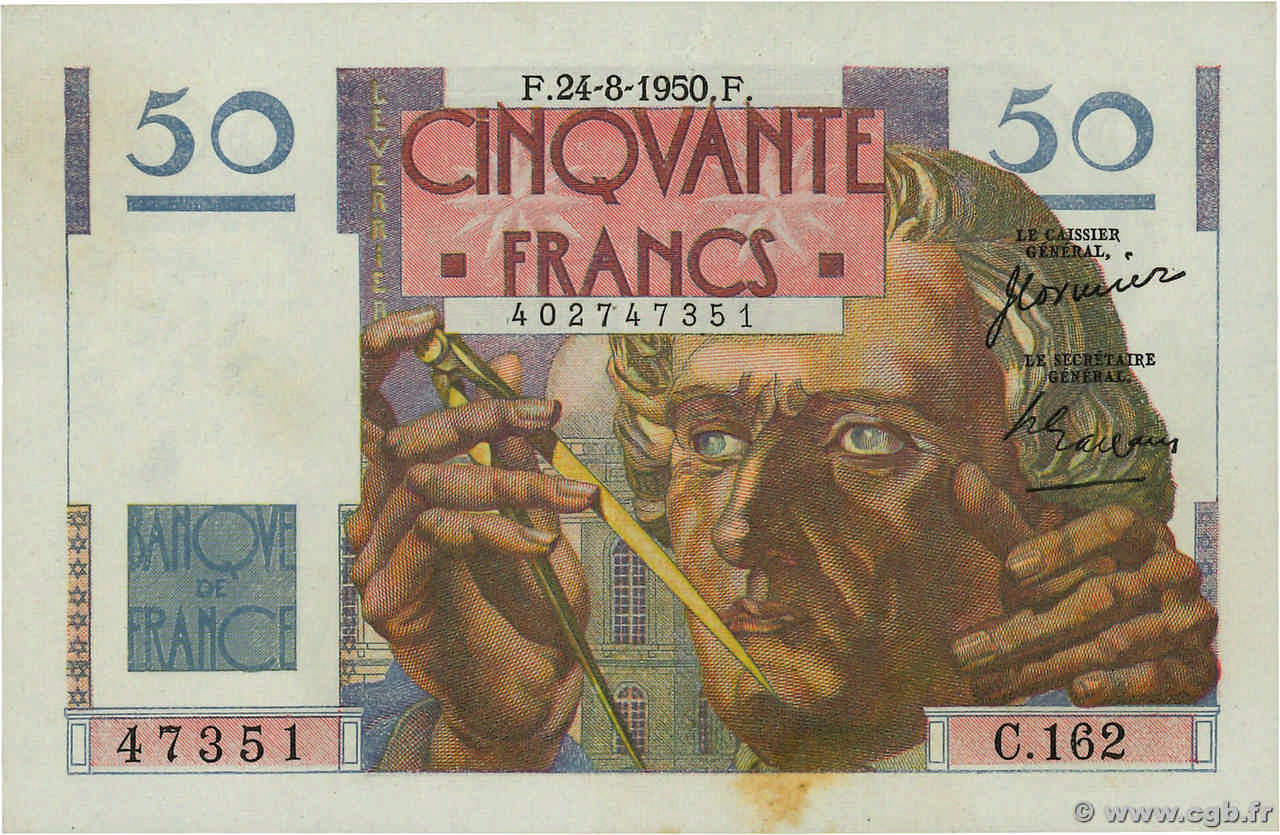 50 Francs LE VERRIER FRANCE  1950 F.20.16 pr.SUP