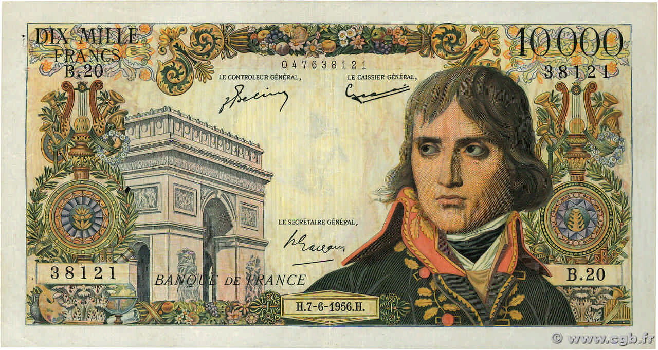 10000 Francs BONAPARTE FRANCE  1956 F.51.03 TB+