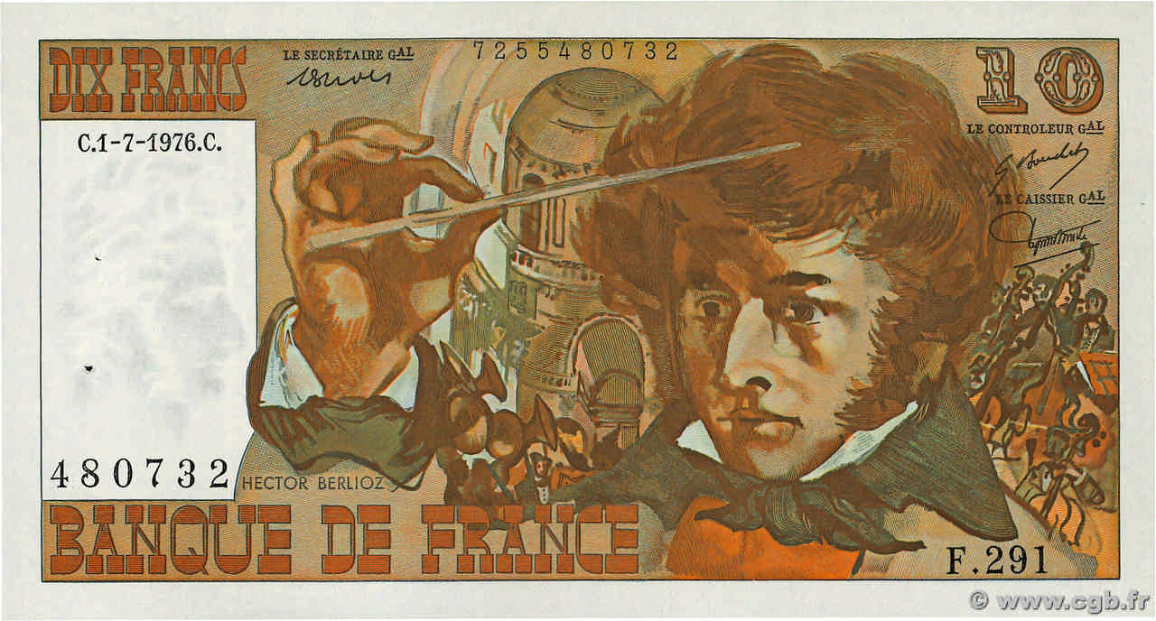 10 Francs BERLIOZ FRANCE  1976 F.63.19 SUP