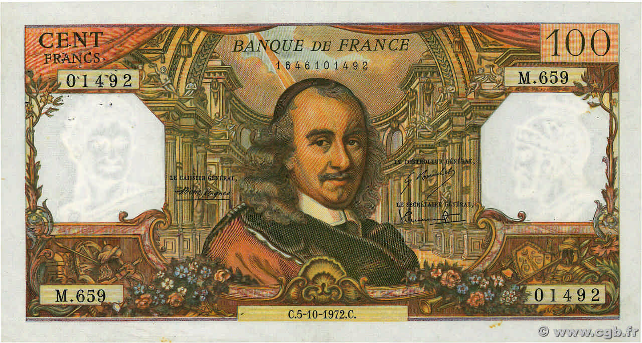 100 Francs CORNEILLE FRANCE  1972 F.65.40 pr.TTB