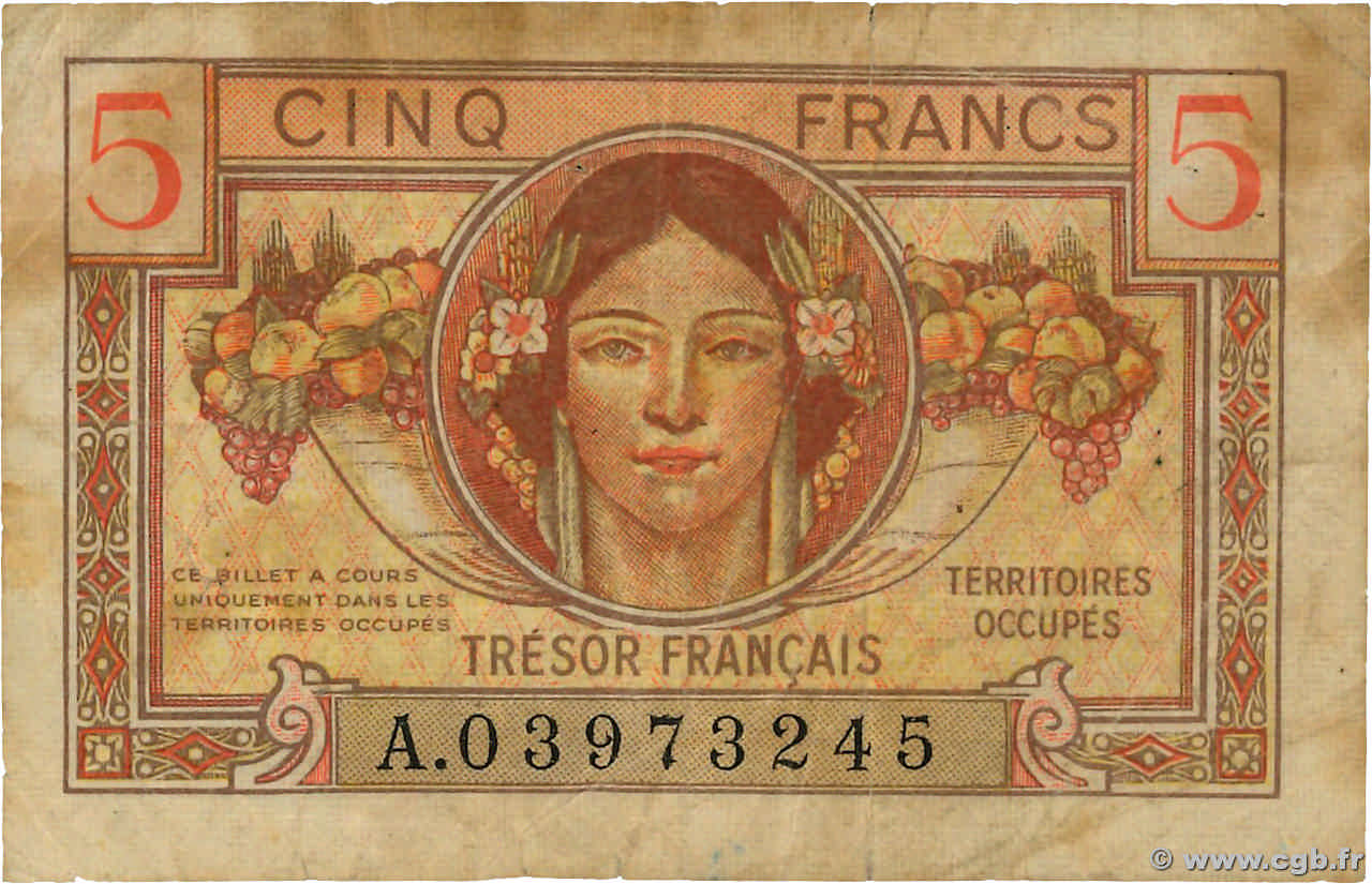 5 Francs TRÉSOR FRANÇAIS FRANCE  1947 VF.29.01 TB
