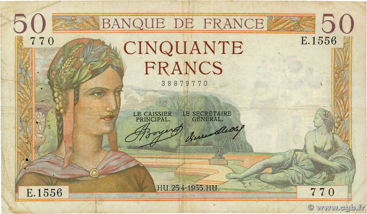 50 Francs CÉRÈS FRANCE  1935 F.17.08 TB