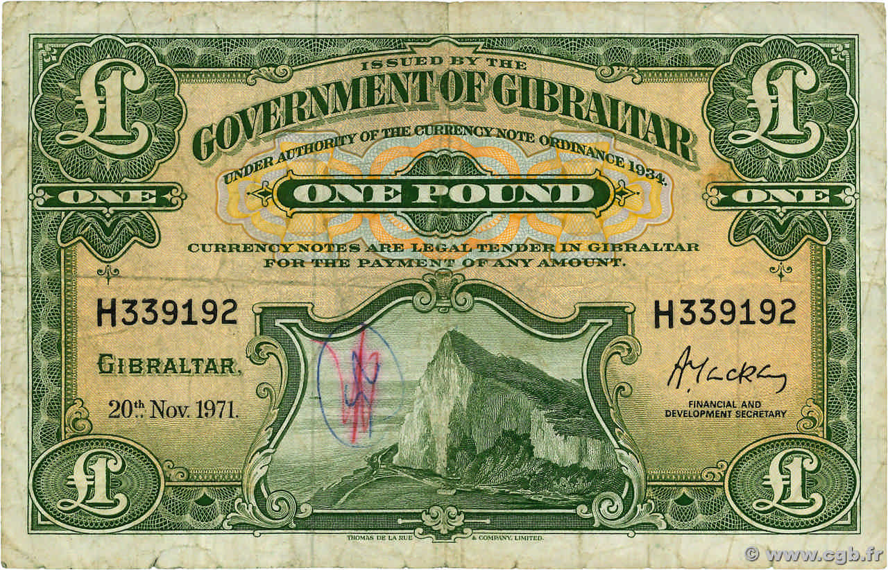1 Pound GIBRALTAR  1971 P.18b B+