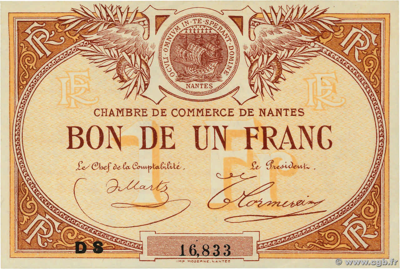 1 Franc FRANCE régionalisme et divers Nantes 1918 JP.088.27 SPL
