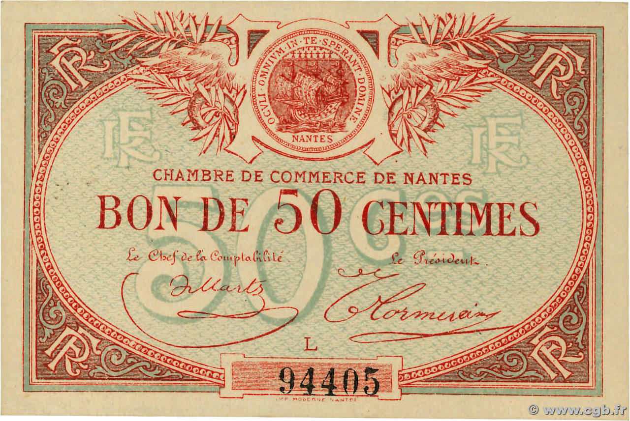 50 Centimes FRANCE régionalisme et divers Nantes 1918 JP.088.03 pr.NEUF