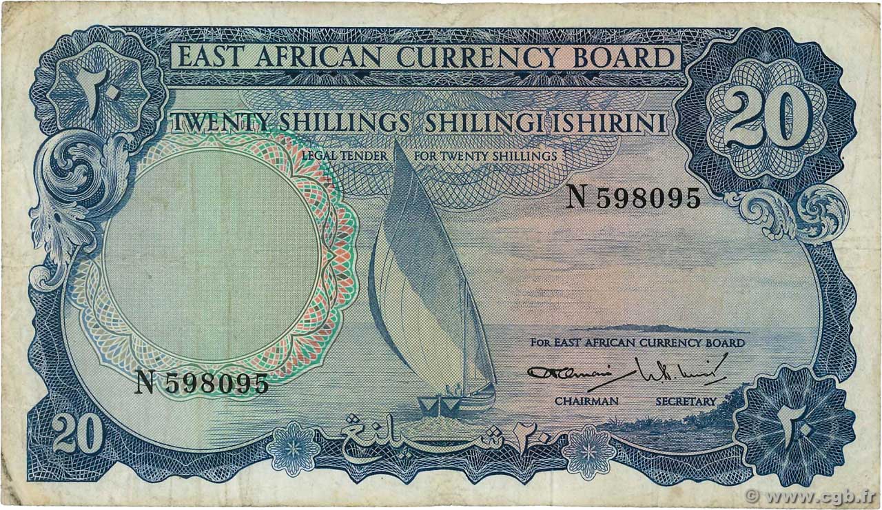 20 Shillings AFRICA DI L EST BRITANNICA   1964 P.47a MB