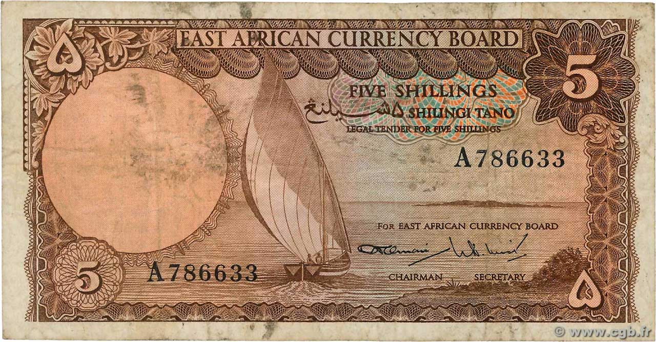 5 Shillings AFRIQUE DE L EST  1964 P.45a TB