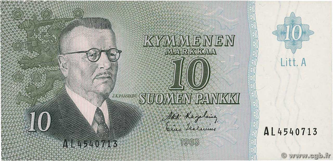 10 Markkaa FINLAND  1963 P.104a XF