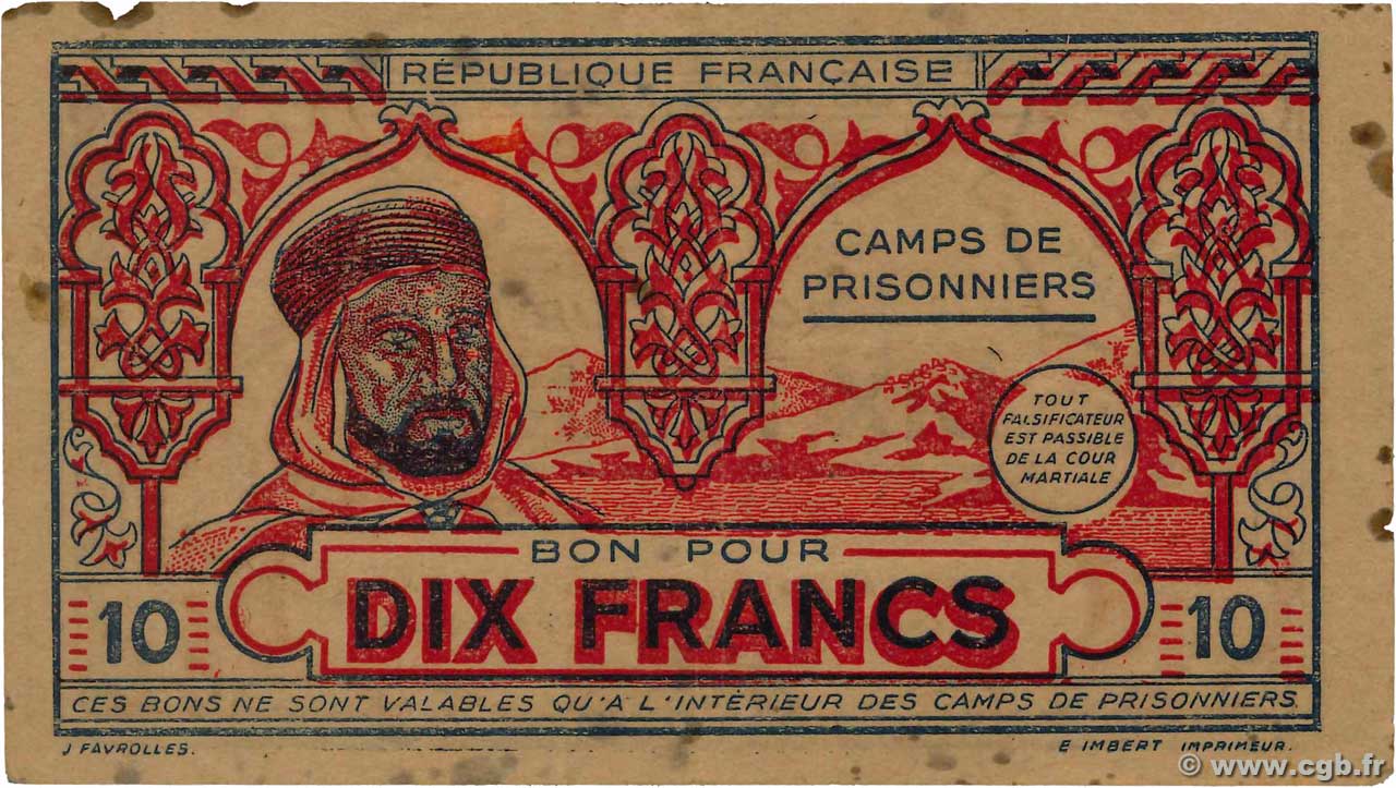10 Francs ALGERIEN  1943 K.394 fSS