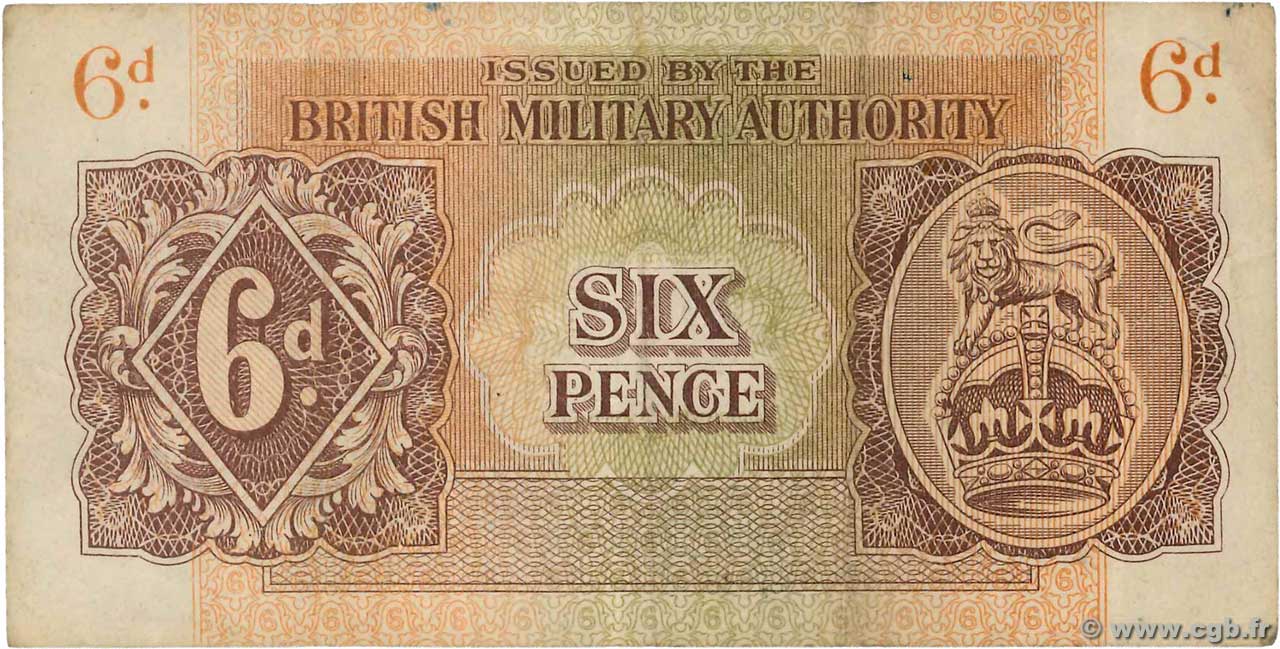 6 Pence INGHILTERRA  1943 P.M001a MB