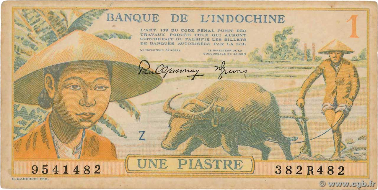 1 Piastre INDOCHINE FRANÇAISE  1942 P.074 TTB