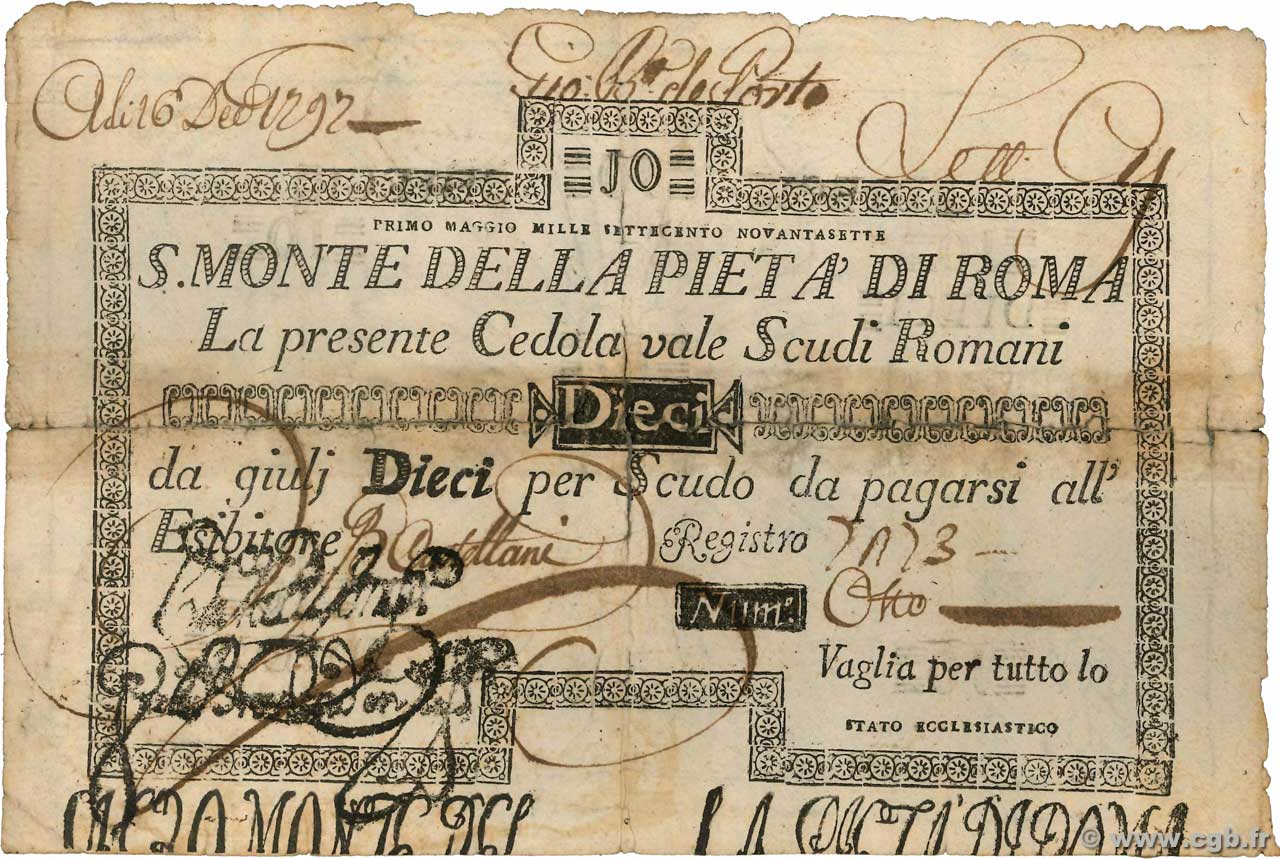 10 Scudi ITALY  1786 PS.308 G