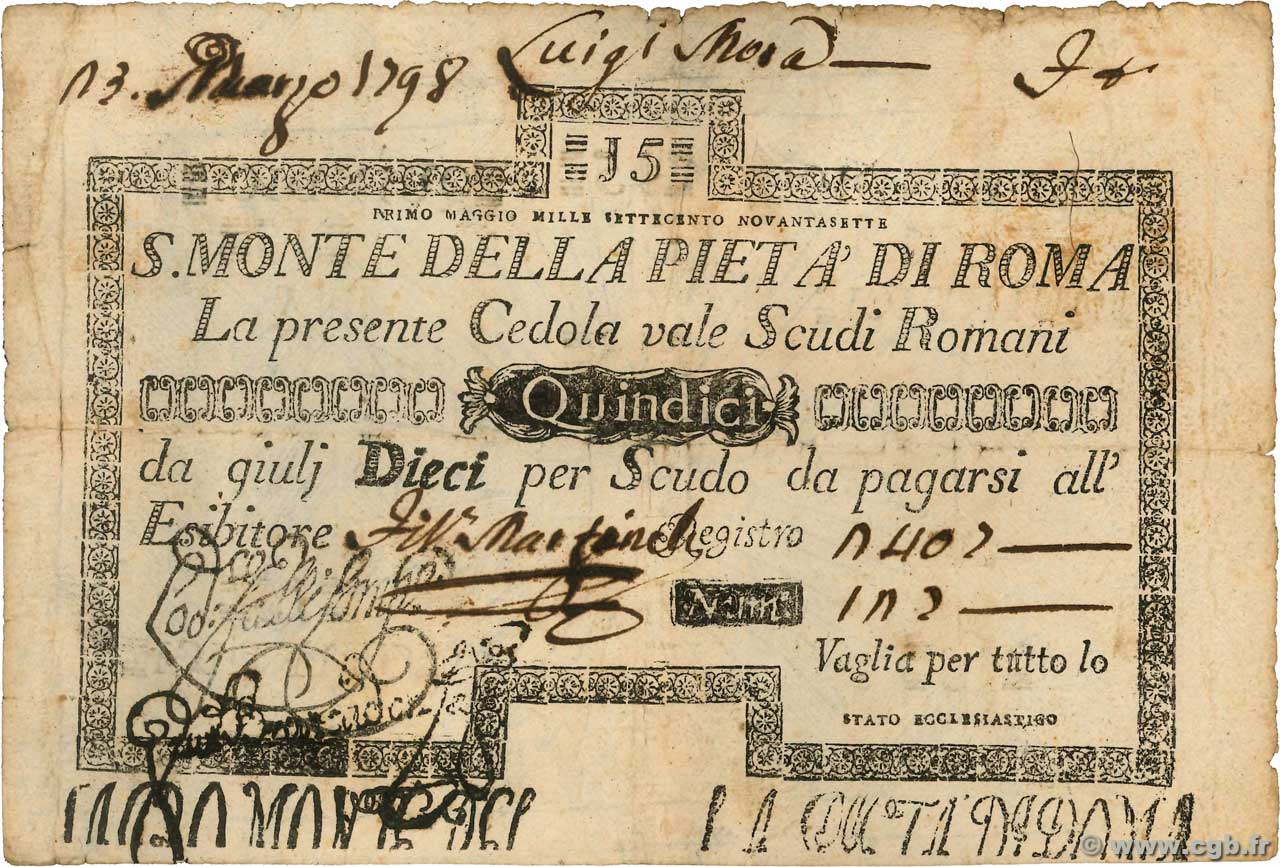 15 Scudi ITALIEN  1786 PS.313 S
