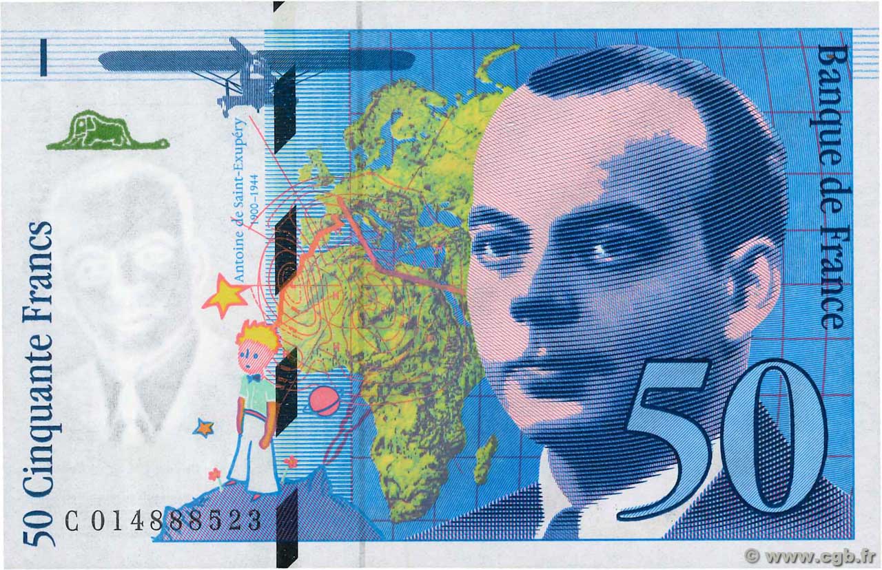 50 Francs SAINT-EXUPÉRY modifié FRANCE  1994 F.73.01a UNC-
