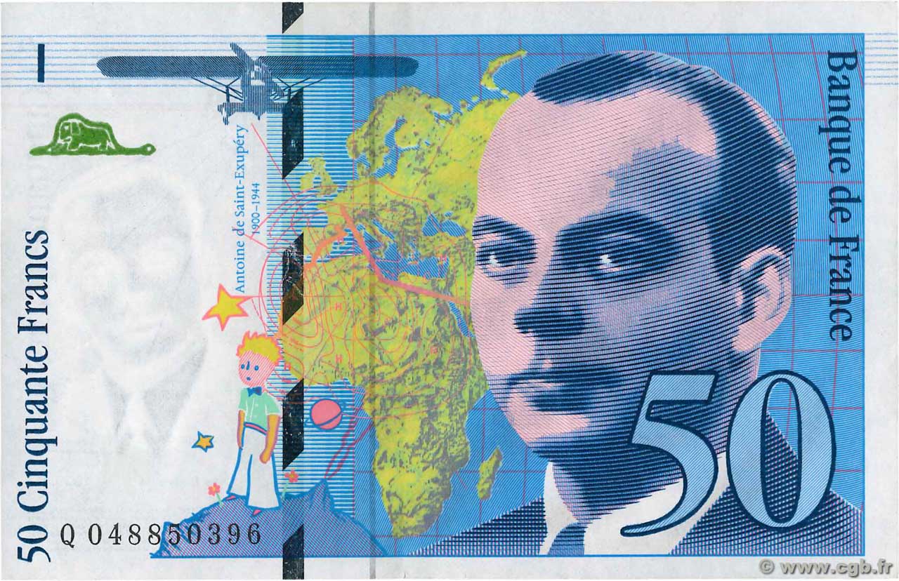 50 Francs SAINT-EXUPÉRY modifié Lot FRANCE  1999 F.73.05 VF