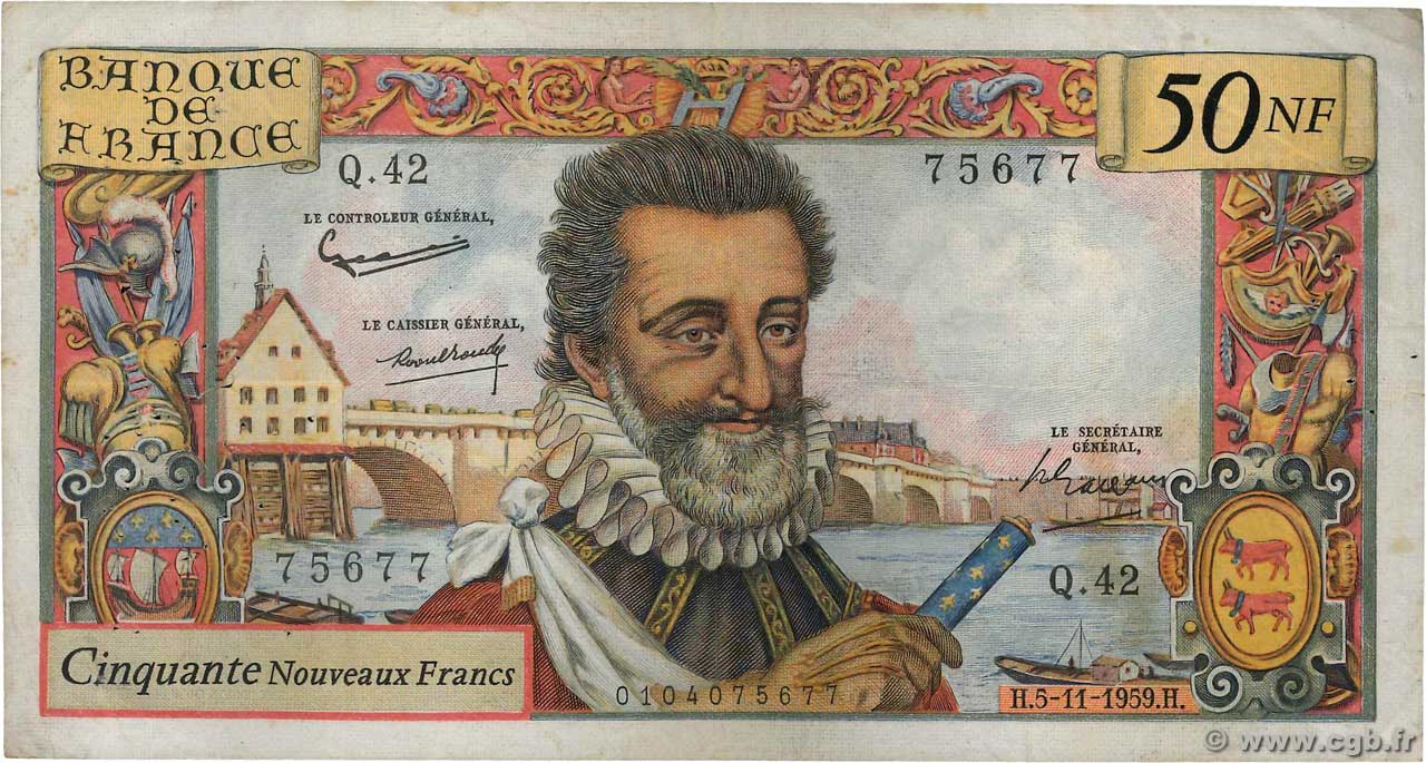 50 Nouveaux Francs HENRI IV FRANCE  1959 F.58.04 TB