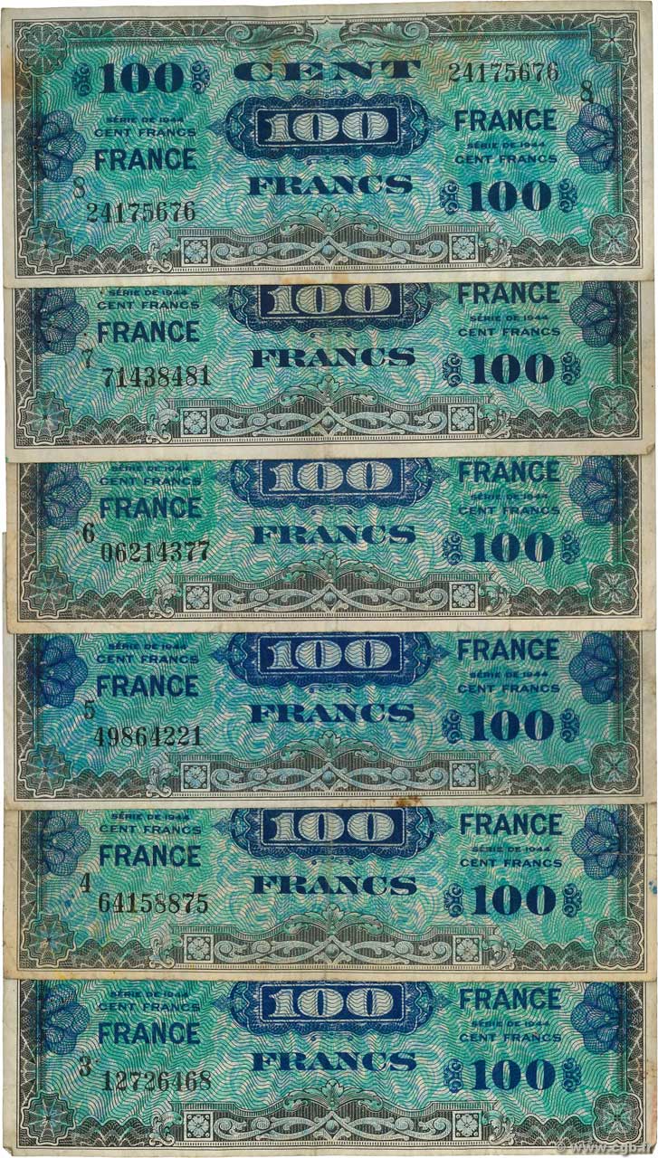 100 Francs FRANCE Lot FRANCE  1945 VF.25.LOT TB