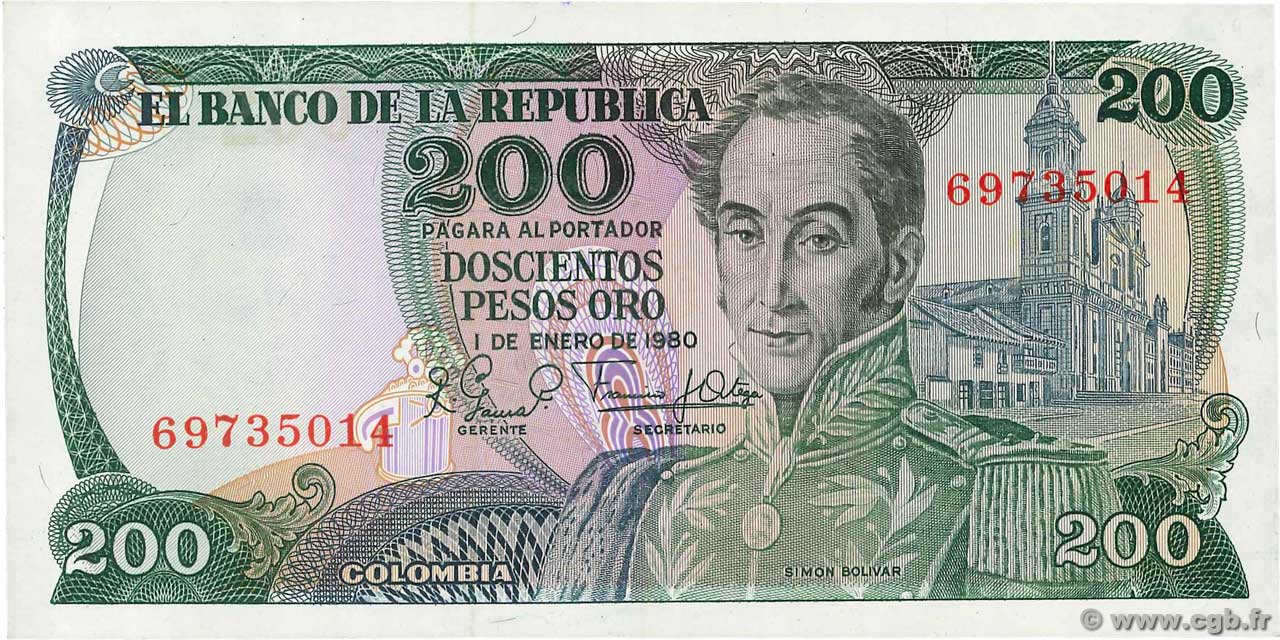200 Pesos Oro COLOMBIA  1980 P.419 UNC