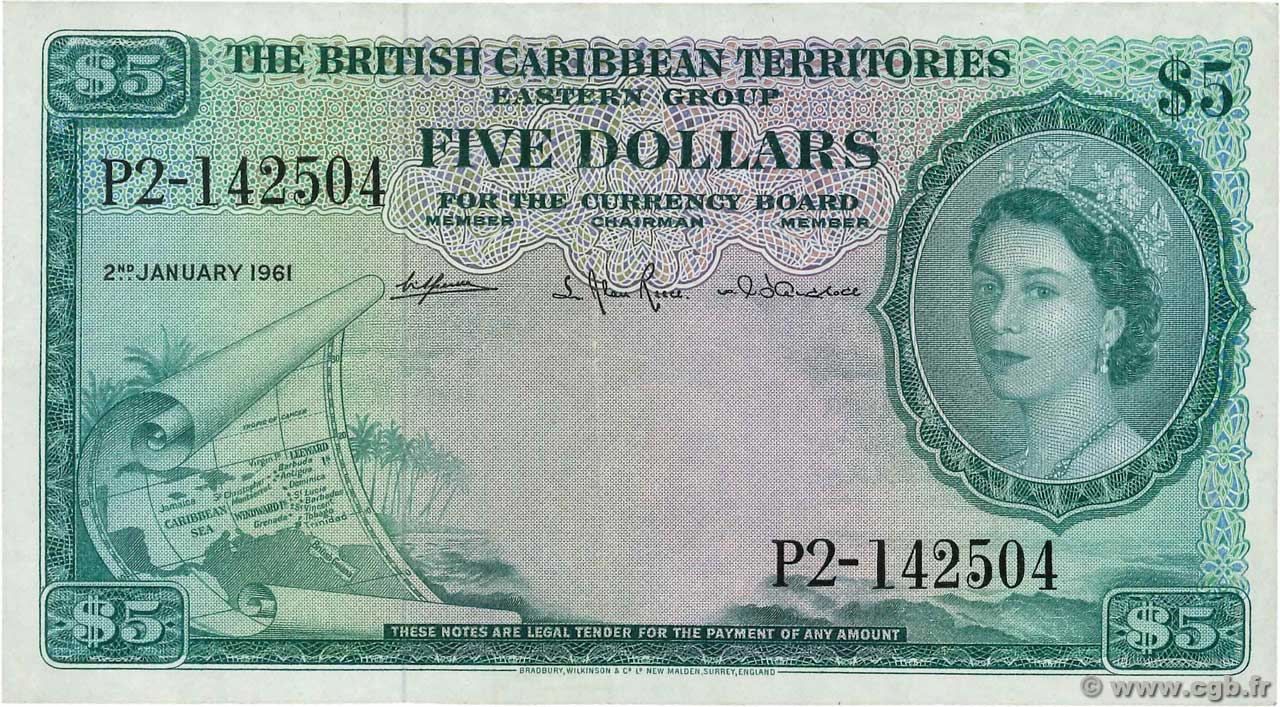 5 Dollars CARAÏBES  1961 P.09c TTB