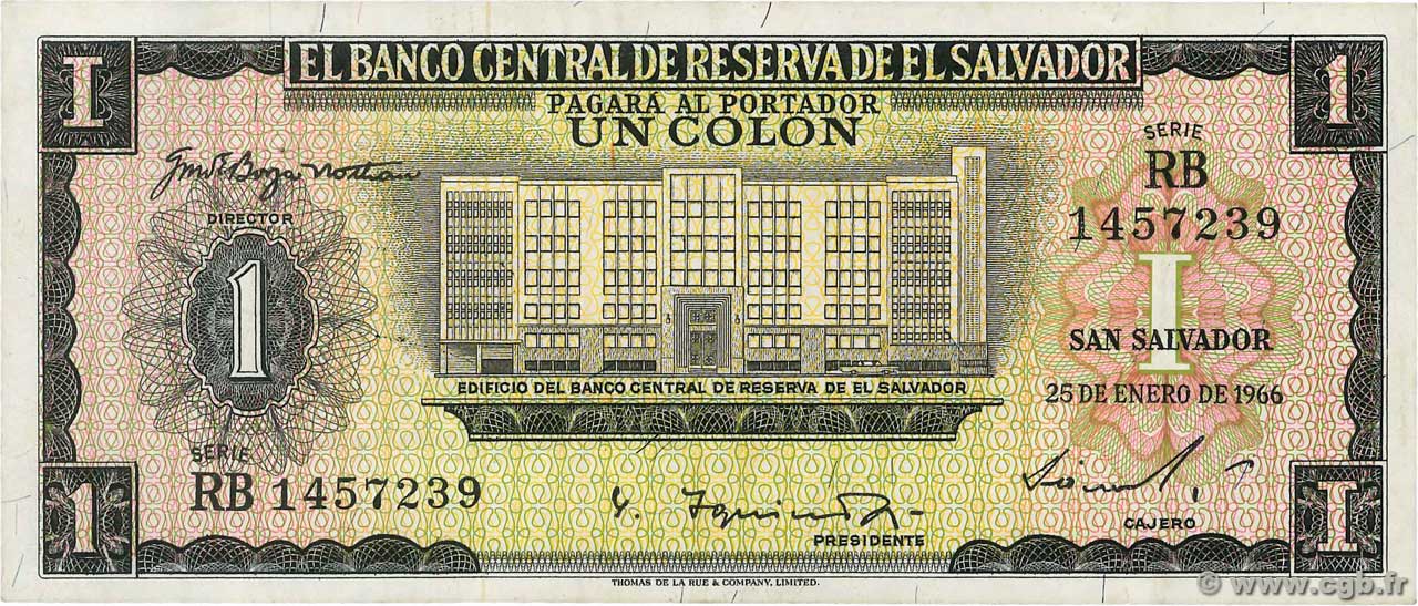 1 Colon EL SALVADOR  1966 P.100a MBC
