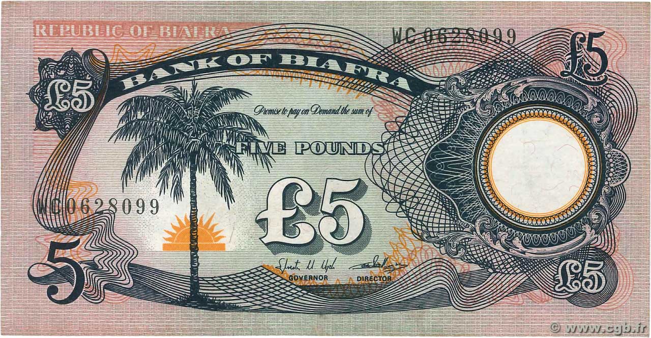 5 Pounds BIAFRA  1968 P.06a fVZ