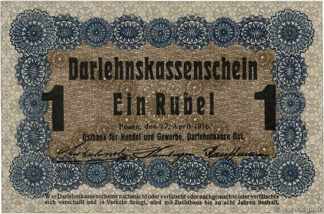 1 Rubel GERMANY Posen 1916 P.R122d UNC