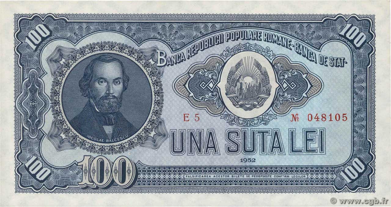 100 Lei ROUMANIE  1952 P.090a NEUF
