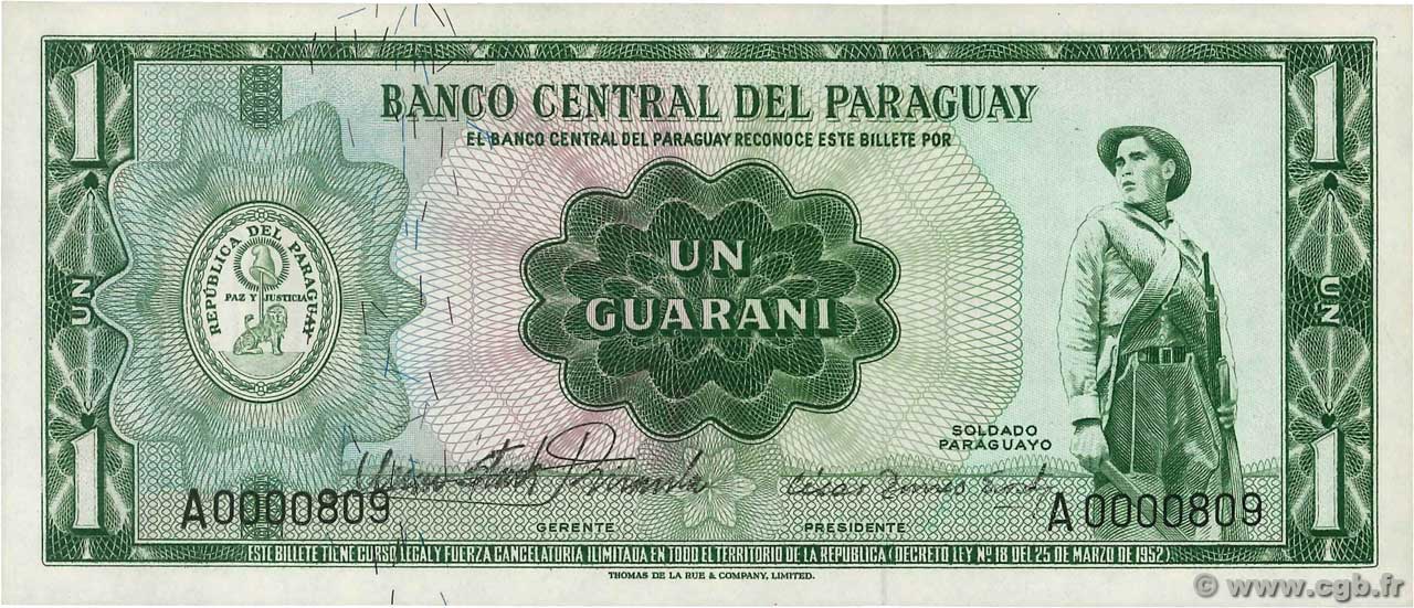 1 Guarani PARAGUAY  1963 P.192 ST