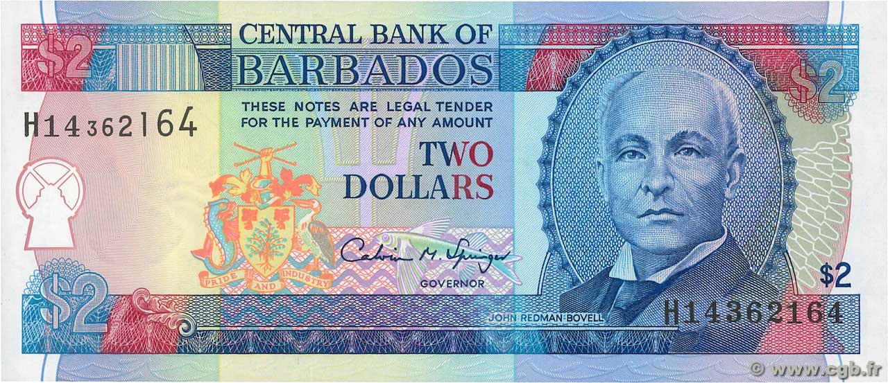 2 Dollars BARBADOS  1995 P.46 UNC
