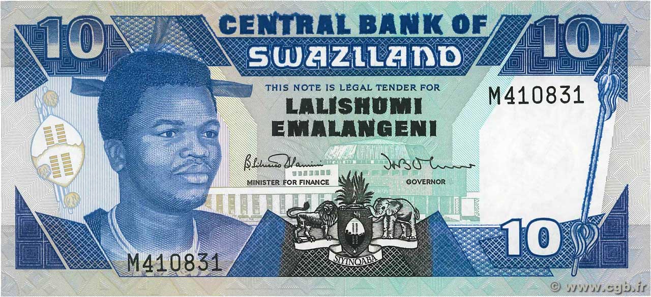 10 Emalangeni SWAZILAND  1990 P.20a NEUF