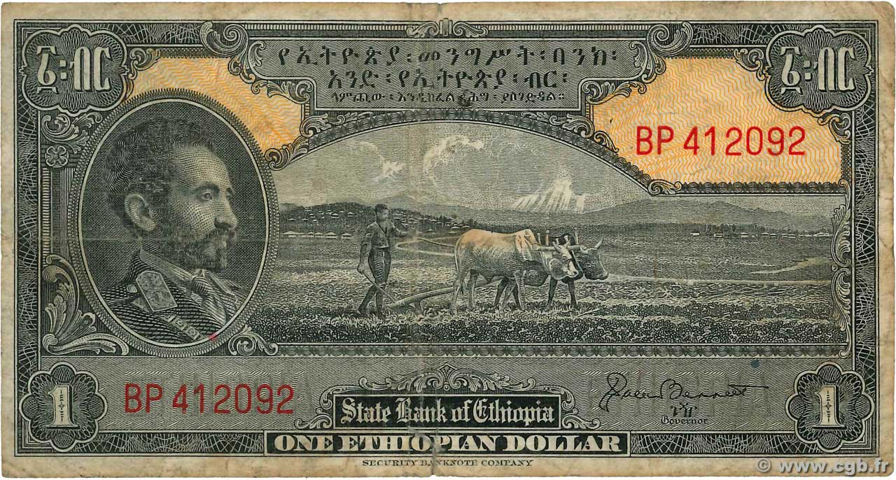 1 Dollar ETIOPIA  1945 P.12b MB