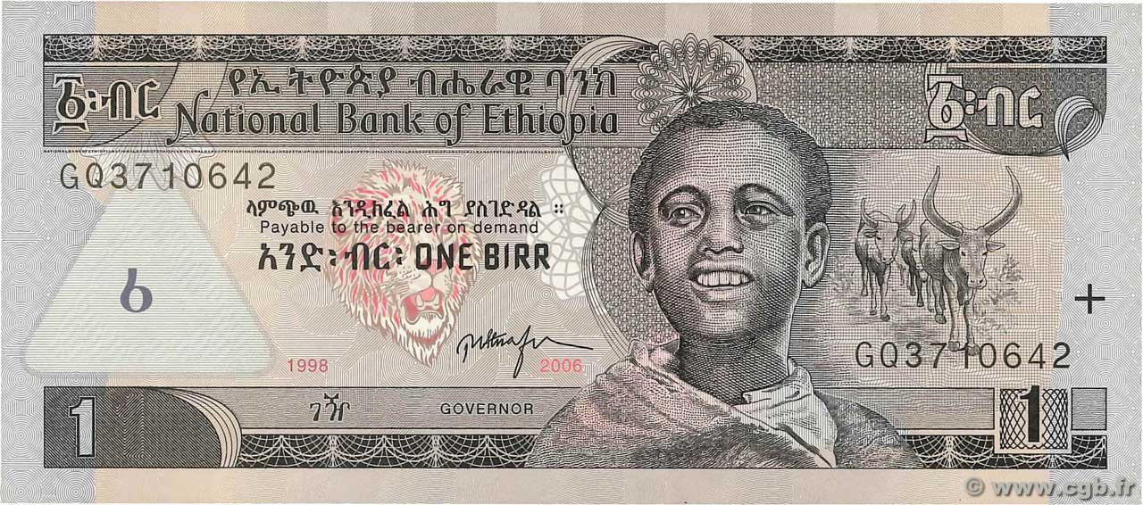 CRISP UNCIRCULATED 1978/87 ETHIOPIA  1 BIRR  BANKNOTE