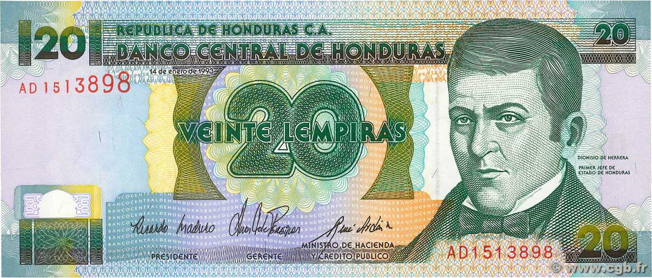 20 Lempiras HONDURAS  1993 P.073a NEUF