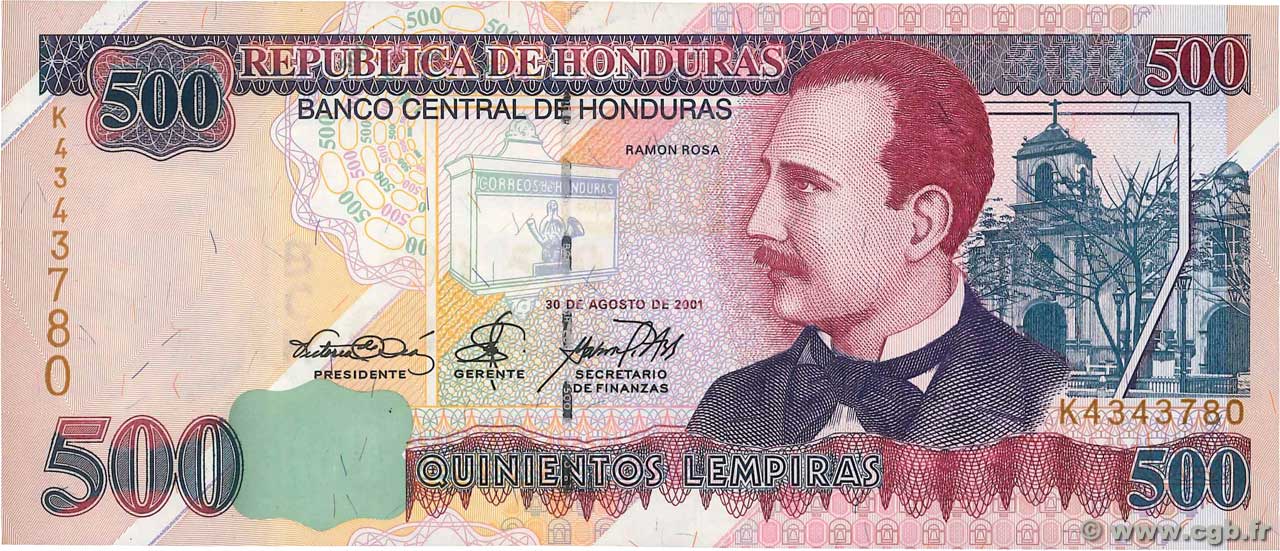 500 Lempiras HONDURAS  2001 P.078d XF