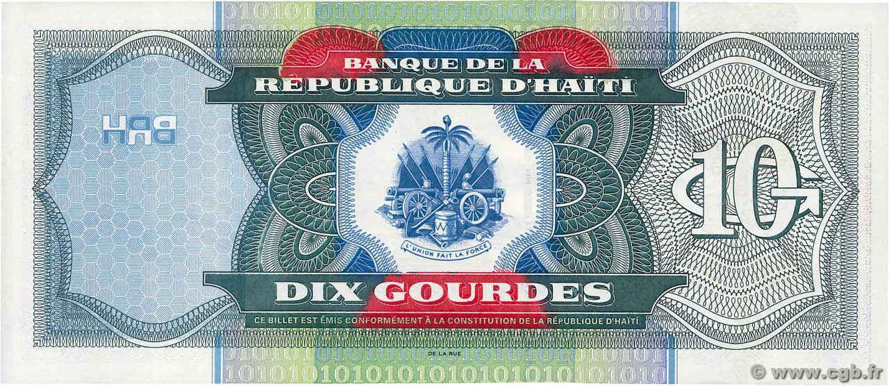 10 Gourdes HAITI 2000 P.265a b86_0454 Banknotes