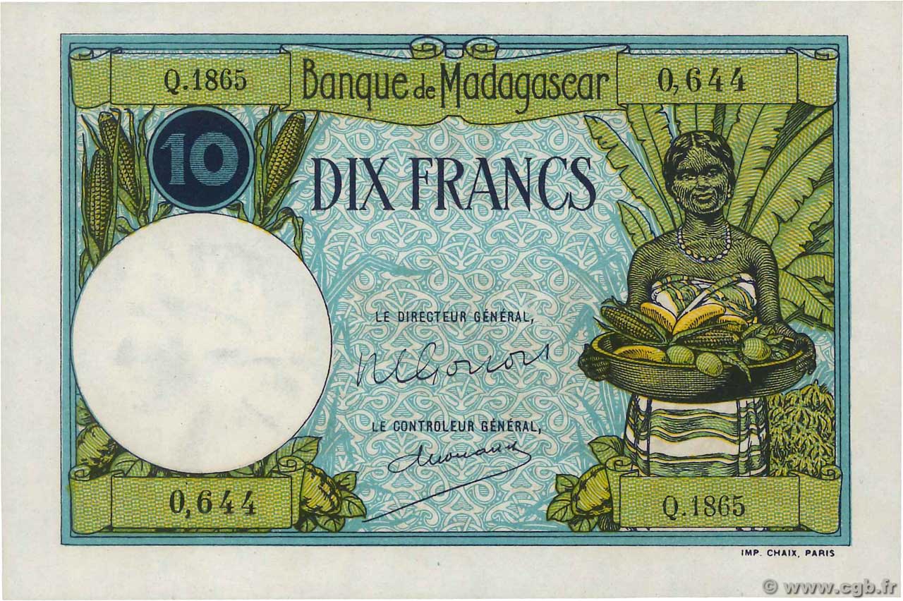 10 Francs MADAGASCAR  1948 P.036 q.FDC