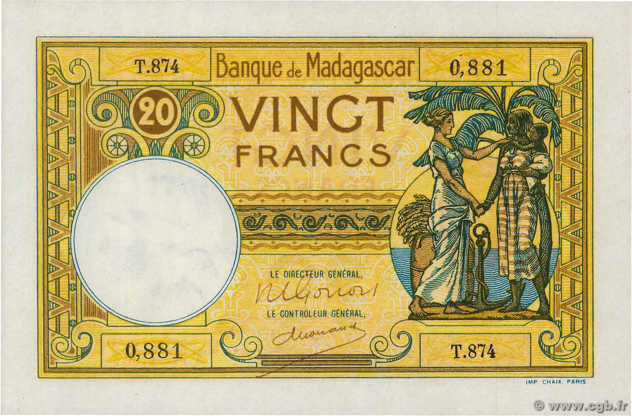 20 Francs MADAGASCAR  1948 P.037 q.FDC