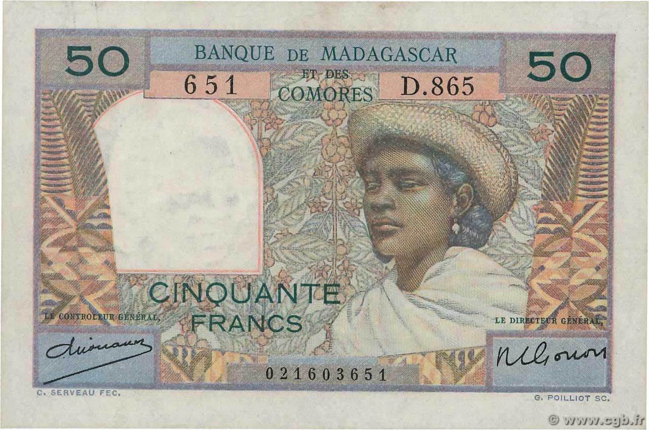 50 Francs MADAGASCAR  1950 P.045a SPL