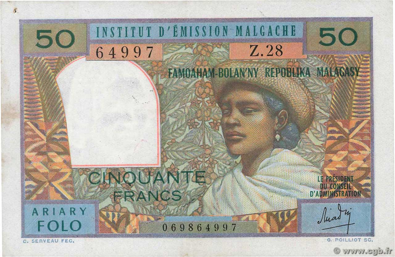 50 Francs - 10 Ariary MADAGASCAR  1962 P.061 XF