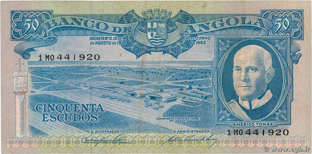 50 Escudos ANGOLA  1962 P.093 MBC