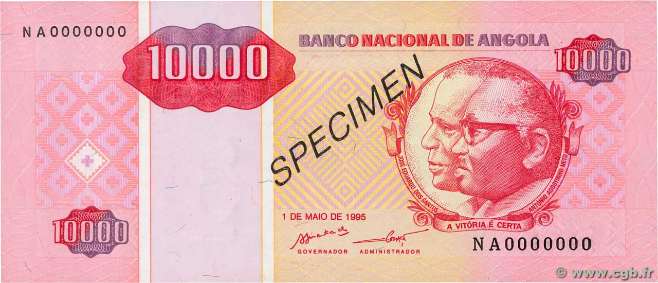 10000 Kwanzas Reajustados Spécimen ANGOLA  1995 P.137s SC